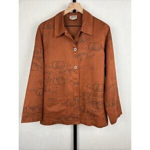 Chico's Design Vintage Faux Suede Jacket Size 2/Large Brown Western Country